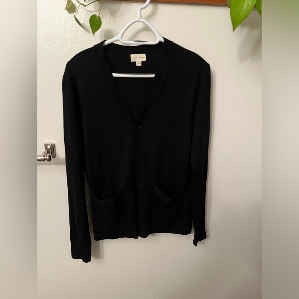 Men’s Club Monaco Size small merino wool black cardigan